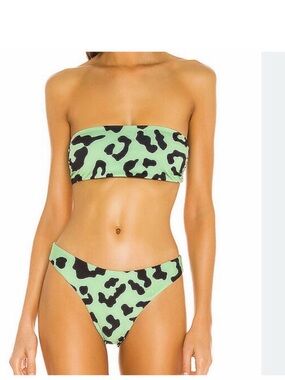 BEACH RIOT green black strapless bikini sz S